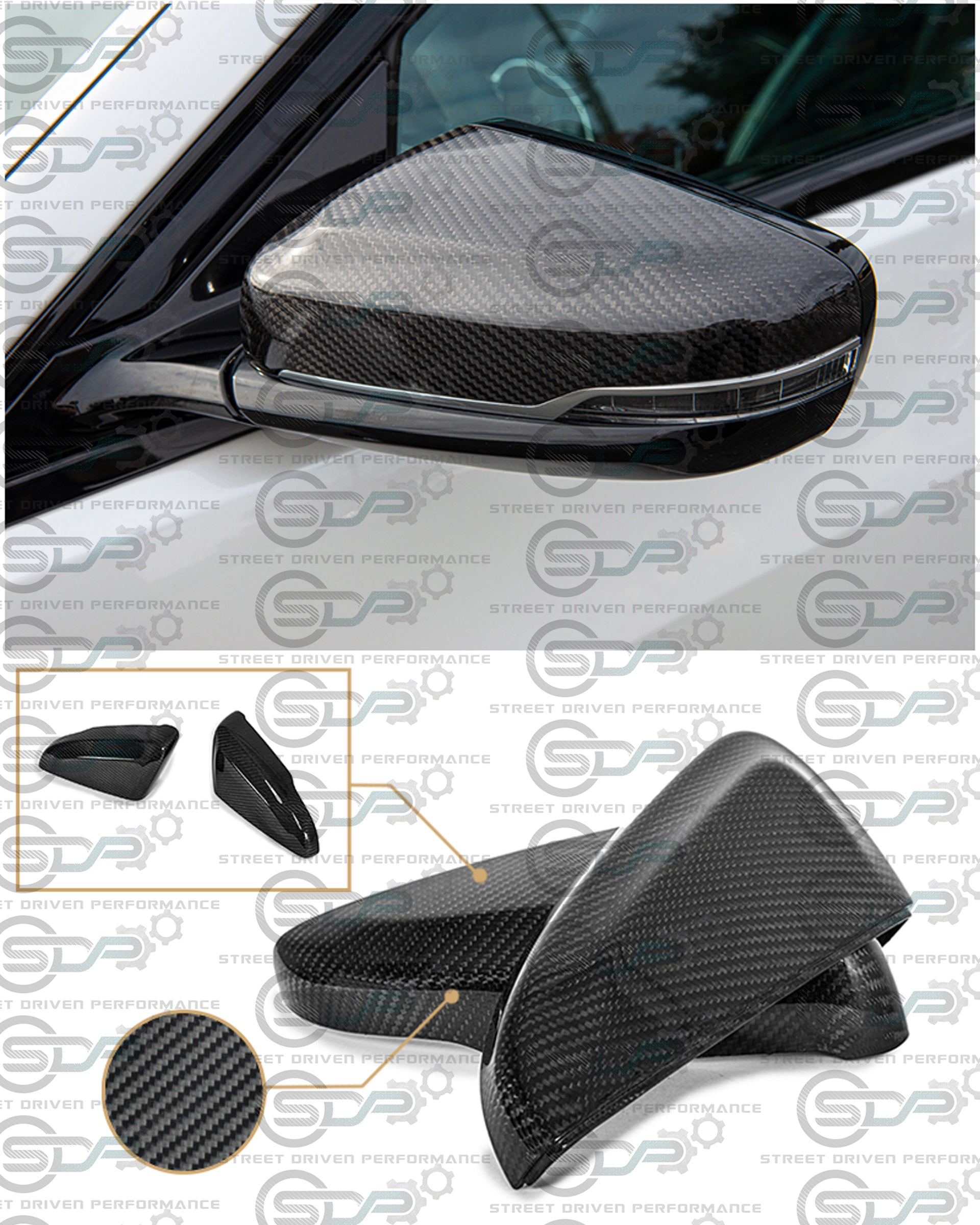 2016-2019 Cadillac CTS/ CTS-V V3 | Carbon Fiber Side Mirror Covers Replacement - All Models